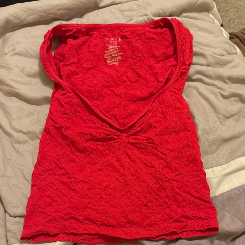 Free People Textured Red Sleeveless Top
